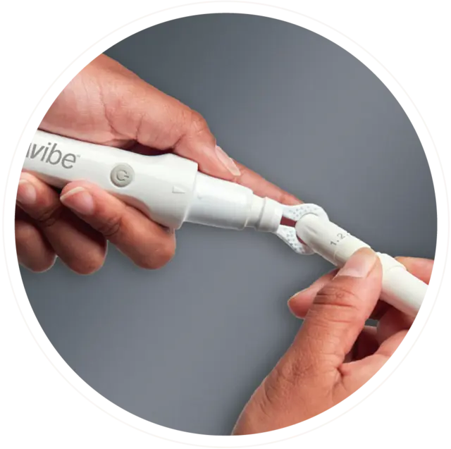 Block finger prick pain with Digivibe